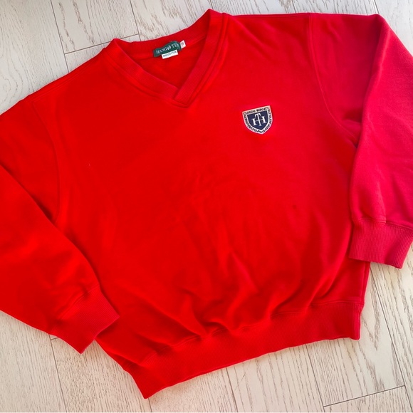 Vintage 90s Hang Ten 100% Pure Cotton Embroidered Logo Crewneck Red Sweatshirt - Picture 3 of 15